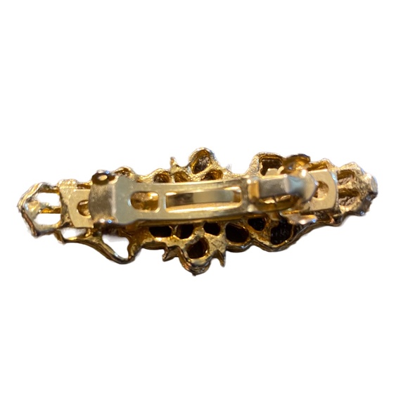 Gold Tone Floral Design Bar Pair - Picture 4 of 5